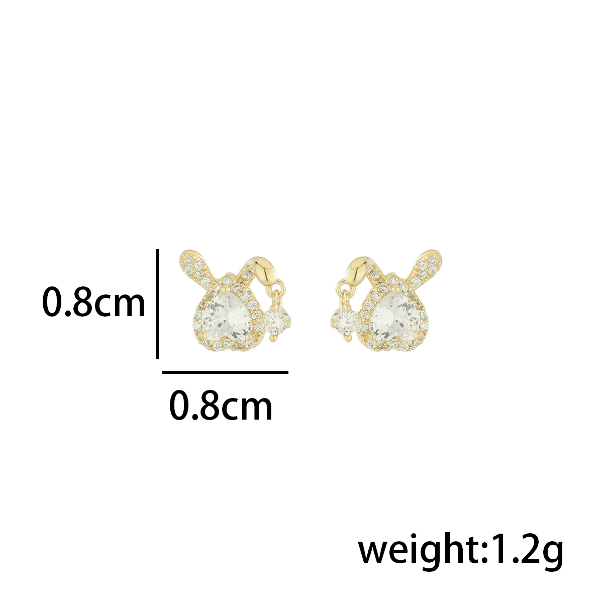 1 Paire Élégant Style Simple Commuer Oreilles De Lapin Forme De Cœur Placage Incruster Argent Sterling Zircon Plaqué Or 14K Boucles D'Oreilles display picture 6