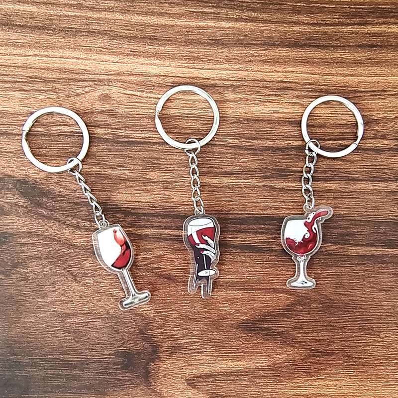 Casual Simple Style Wine Glass Arylic Alloy Keychain display picture 6