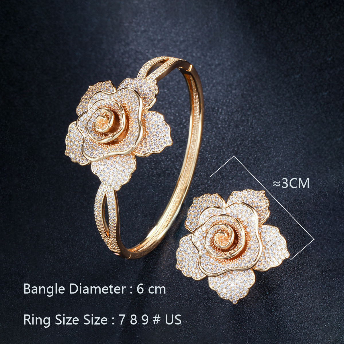 Copper 14K Gold Plated White Gold Plated Rhodium Plated Sweet Simple Style Inlay Rose Zircon Jewelry Set display picture 10