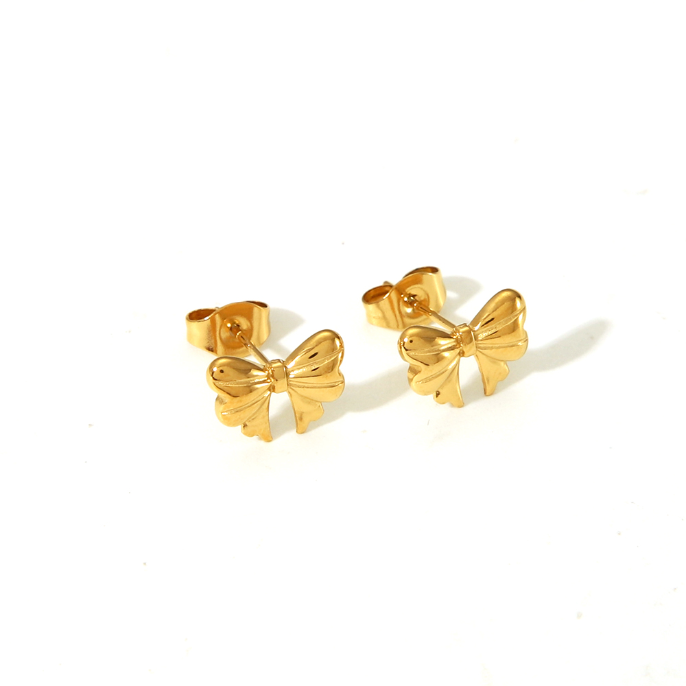 1 Pair Vacation Simple Style Bow Knot Plating 304 Stainless Steel 18K Gold Plated Ear Studs display picture 11
