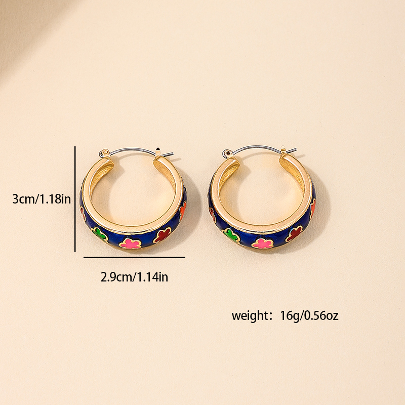 1 Piece Simple Style Classic Style Flower Floral Printing Alloy Earrings display picture 5