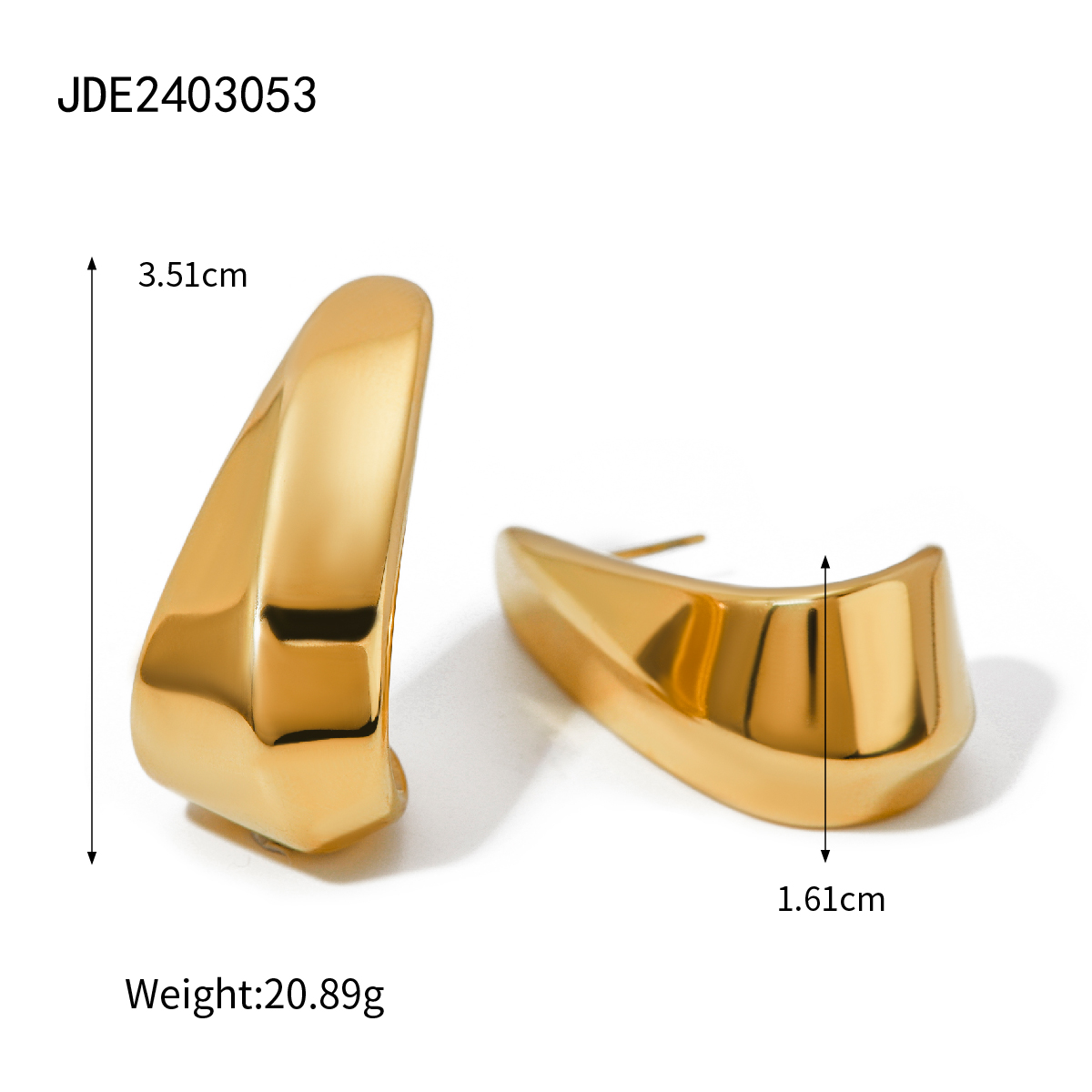 1 Pair IG Style Basic Classic Style Irregular Solid Color Plating 316 Stainless Steel  18K Gold Plated Drop Earrings display picture 1