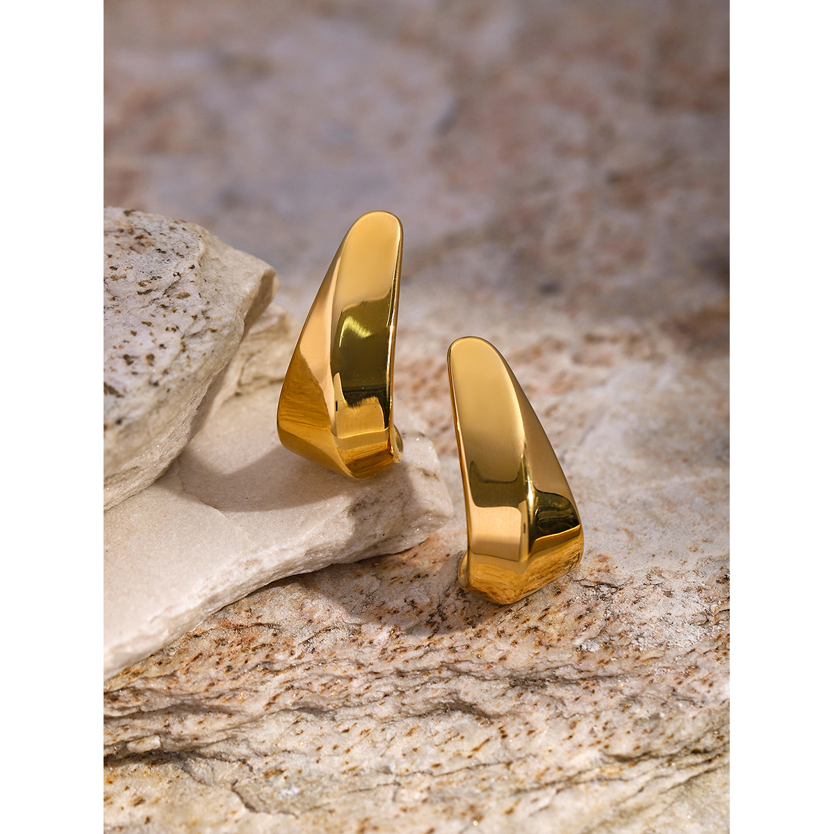 1 Pair IG Style Basic Classic Style Irregular Solid Color Plating 316 Stainless Steel  18K Gold Plated Drop Earrings display picture 7