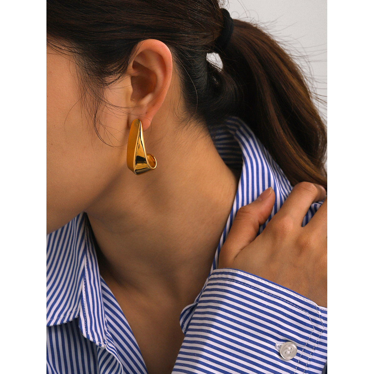 1 Pair IG Style Basic Classic Style Irregular Solid Color Plating 316 Stainless Steel  18K Gold Plated Drop Earrings display picture 10