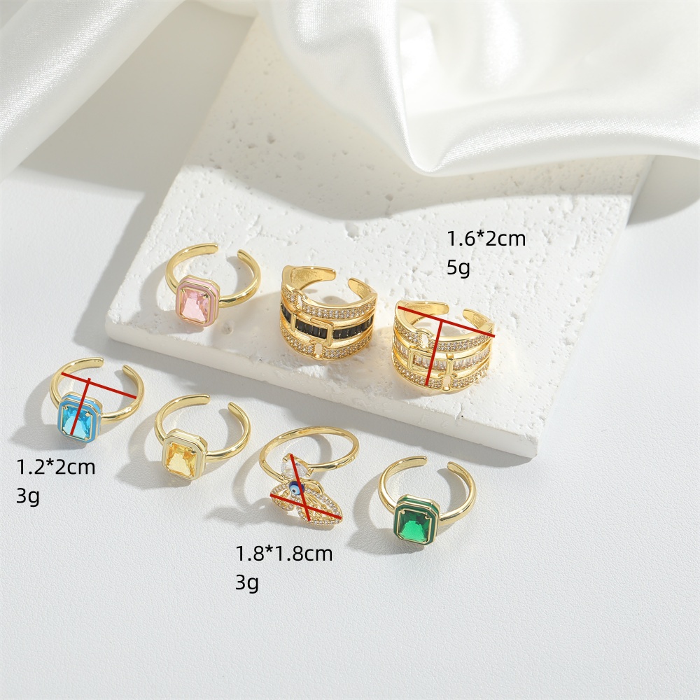 Copper Vintage Style Modern Style Commute Inlay Geometric Eye Zircon Open Rings display picture 11