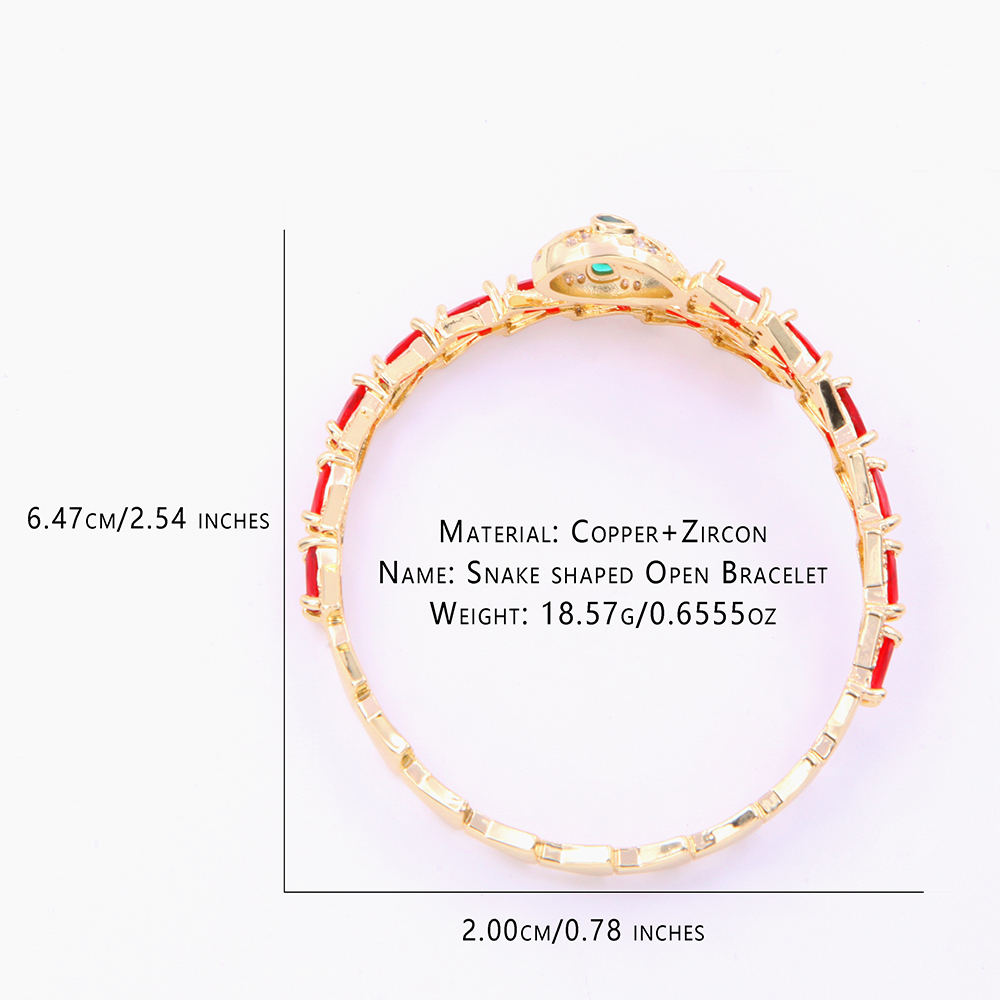 Wholesale Novelty Streetwear Cool Style Snake Copper Inlay Zircon Bangle display picture 1