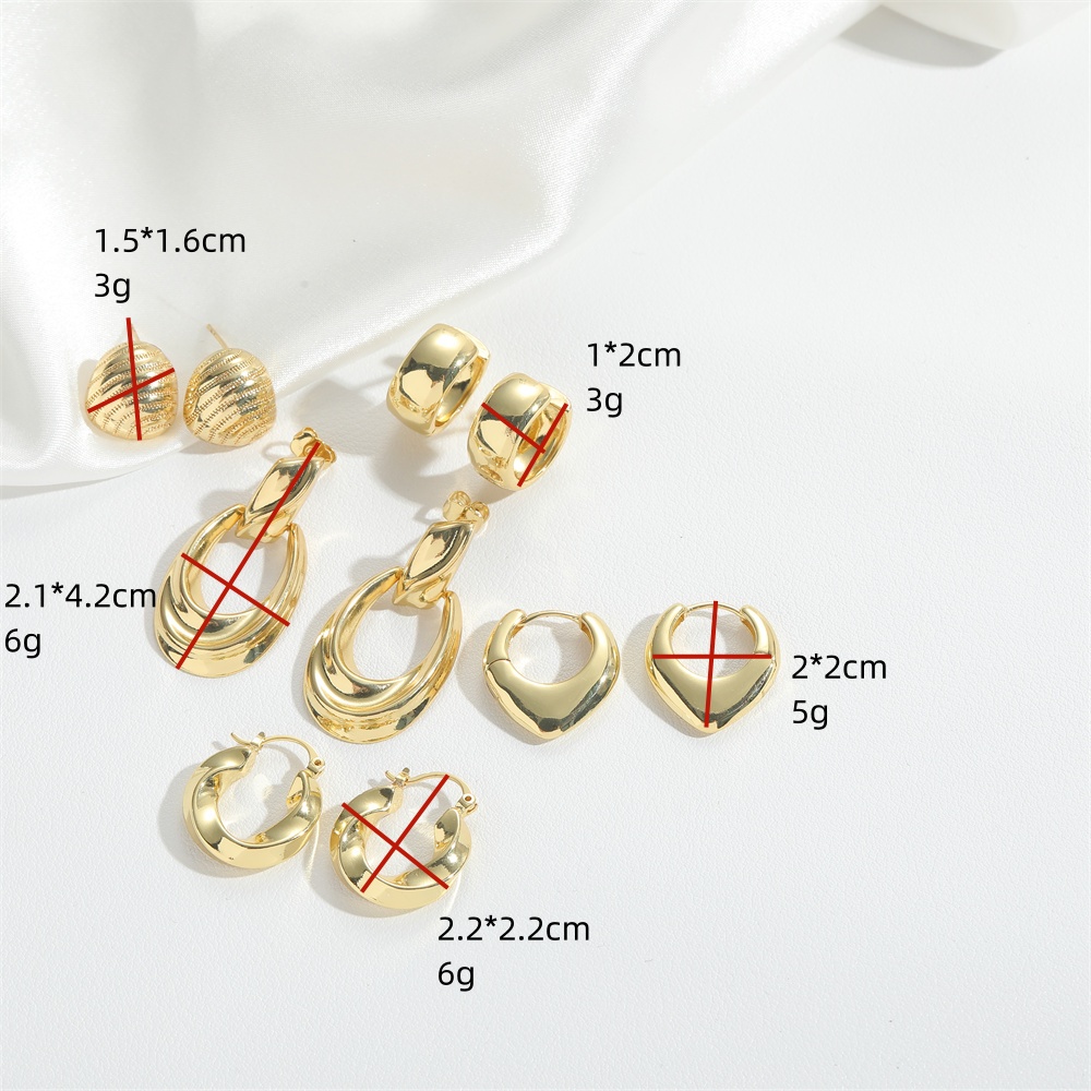 1 Pair Vintage Style Simple Style Solid Color Plating Copper Gold Plated Earrings display picture 7