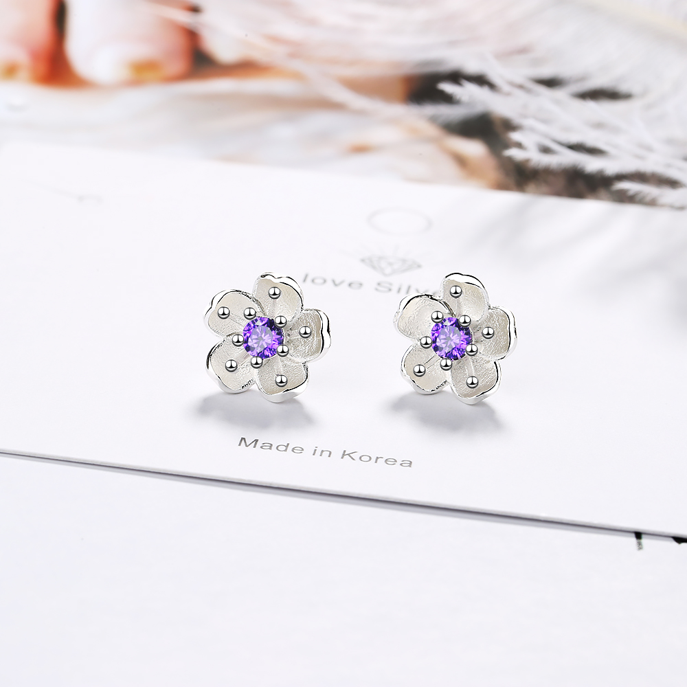 1 Pair IG Style Sweet Flower Inlay Copper Zircon Ear Studs display picture 2