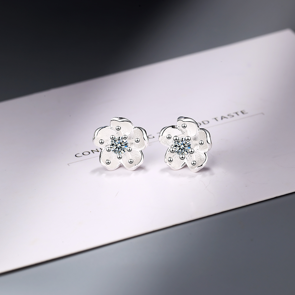 1 Pair IG Style Sweet Flower Inlay Copper Zircon Ear Studs display picture 4