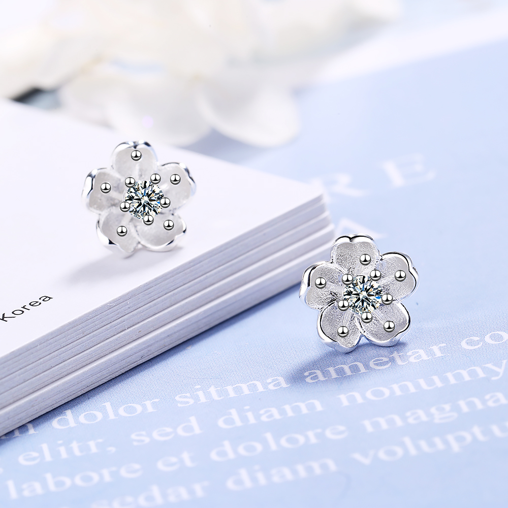 1 Pair IG Style Sweet Flower Inlay Copper Zircon Ear Studs display picture 5