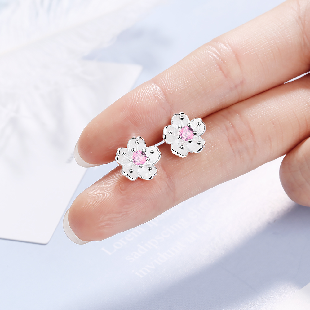 1 Pair IG Style Sweet Flower Inlay Copper Zircon Ear Studs display picture 6