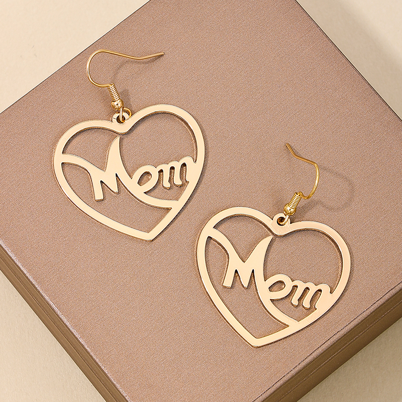 1 Pair Simple Style Classic Style Letter Hollow Out Alloy Drop Earrings display picture 4