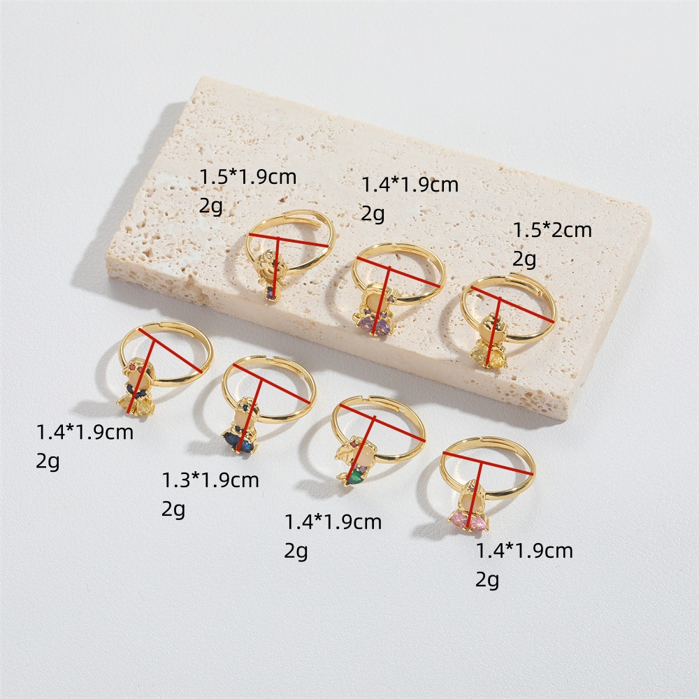 Copper Gold Plated Vintage Style Simple Style Commute Plating Inlay Solid Color Zircon Open Rings display picture 10