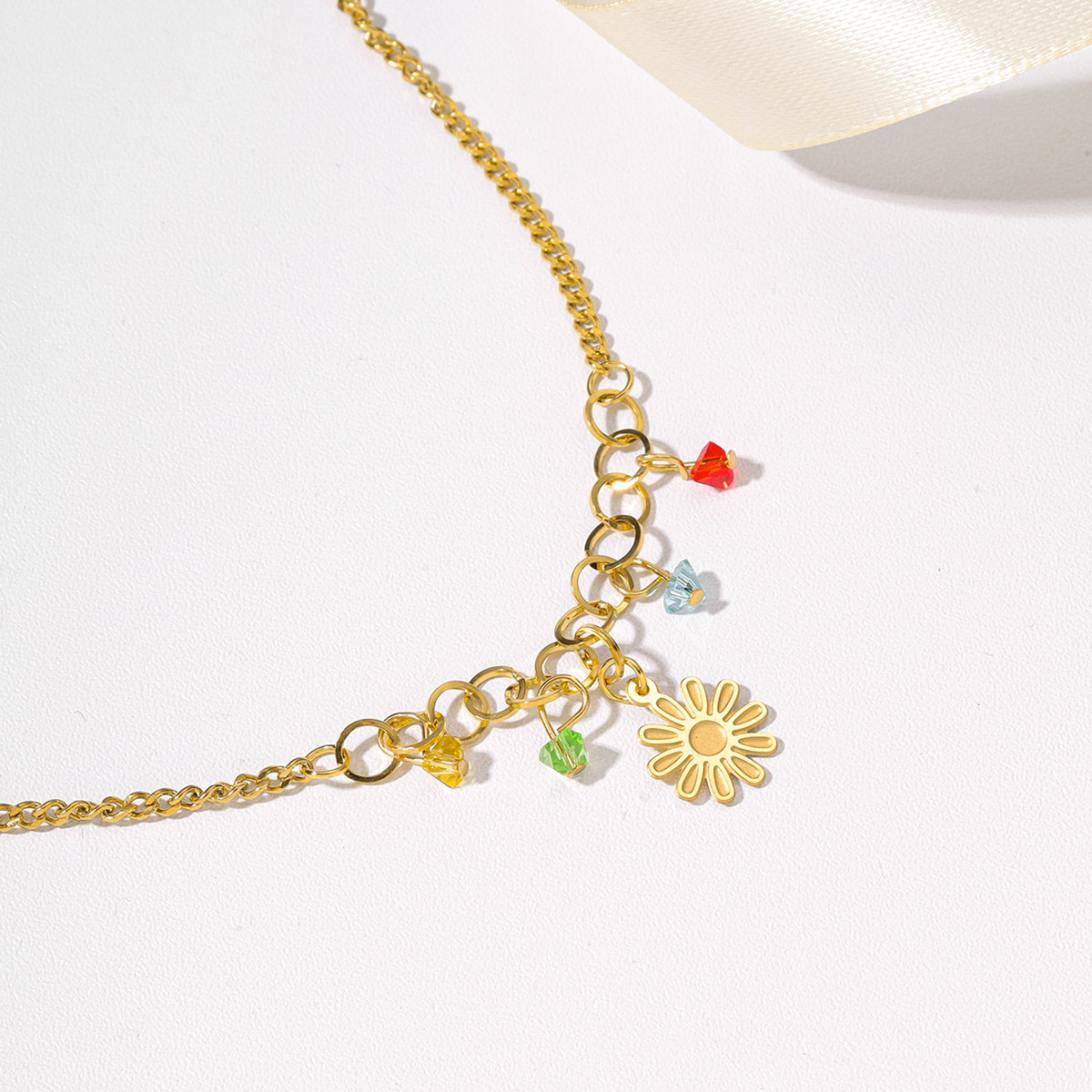 Sweet Pastoral Artistic Flower 18K Gold Plated 201 Stainless Steel Wholesale Anklet display picture 2