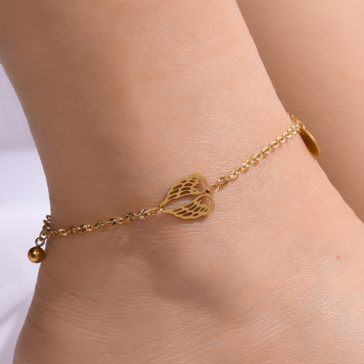 Sweet Simple Style Wings 18K Gold Plated 201 Stainless Steel Wholesale Anklet display picture 4