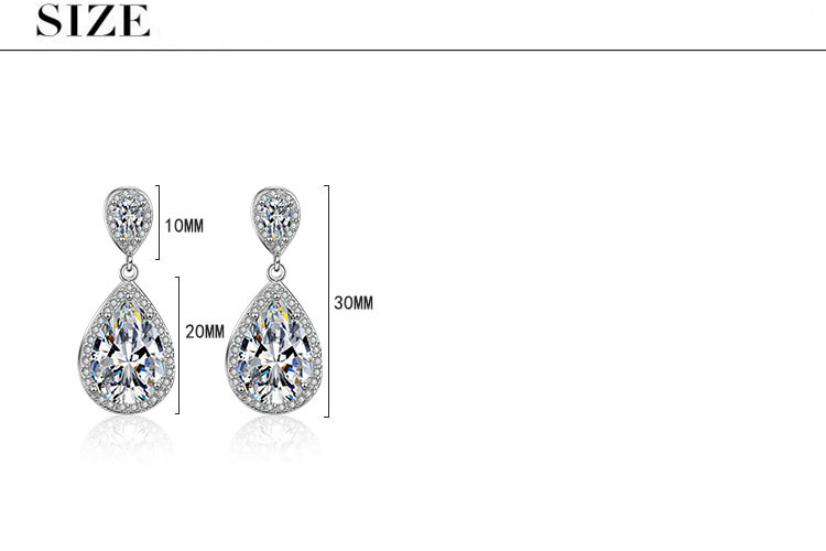 1 Pair Simple Style Classic Style Water Droplets Inlay Copper Zircon Drop Earrings display picture 1