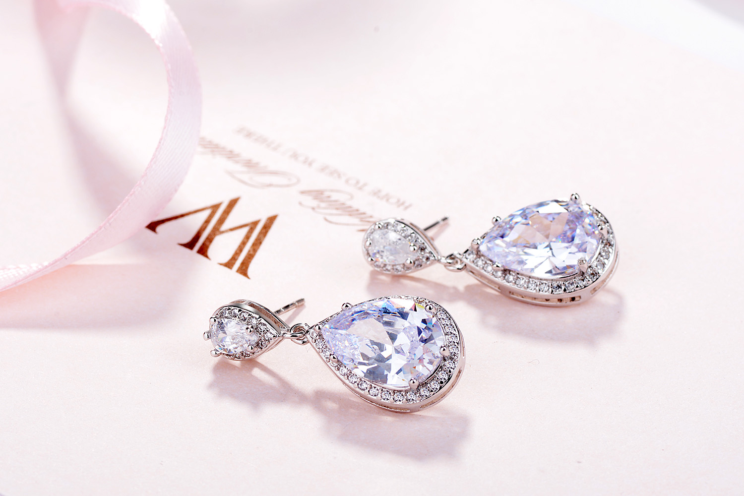 1 Pair Simple Style Classic Style Water Droplets Inlay Copper Zircon Drop Earrings display picture 2
