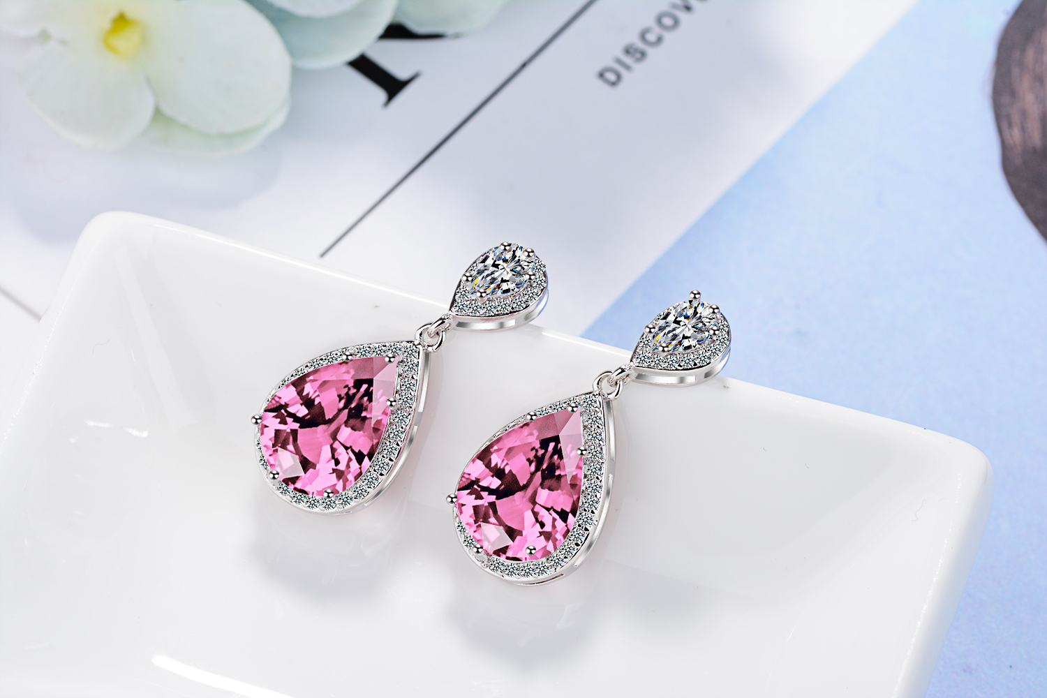 1 Pair Simple Style Classic Style Water Droplets Inlay Copper Zircon Drop Earrings display picture 8