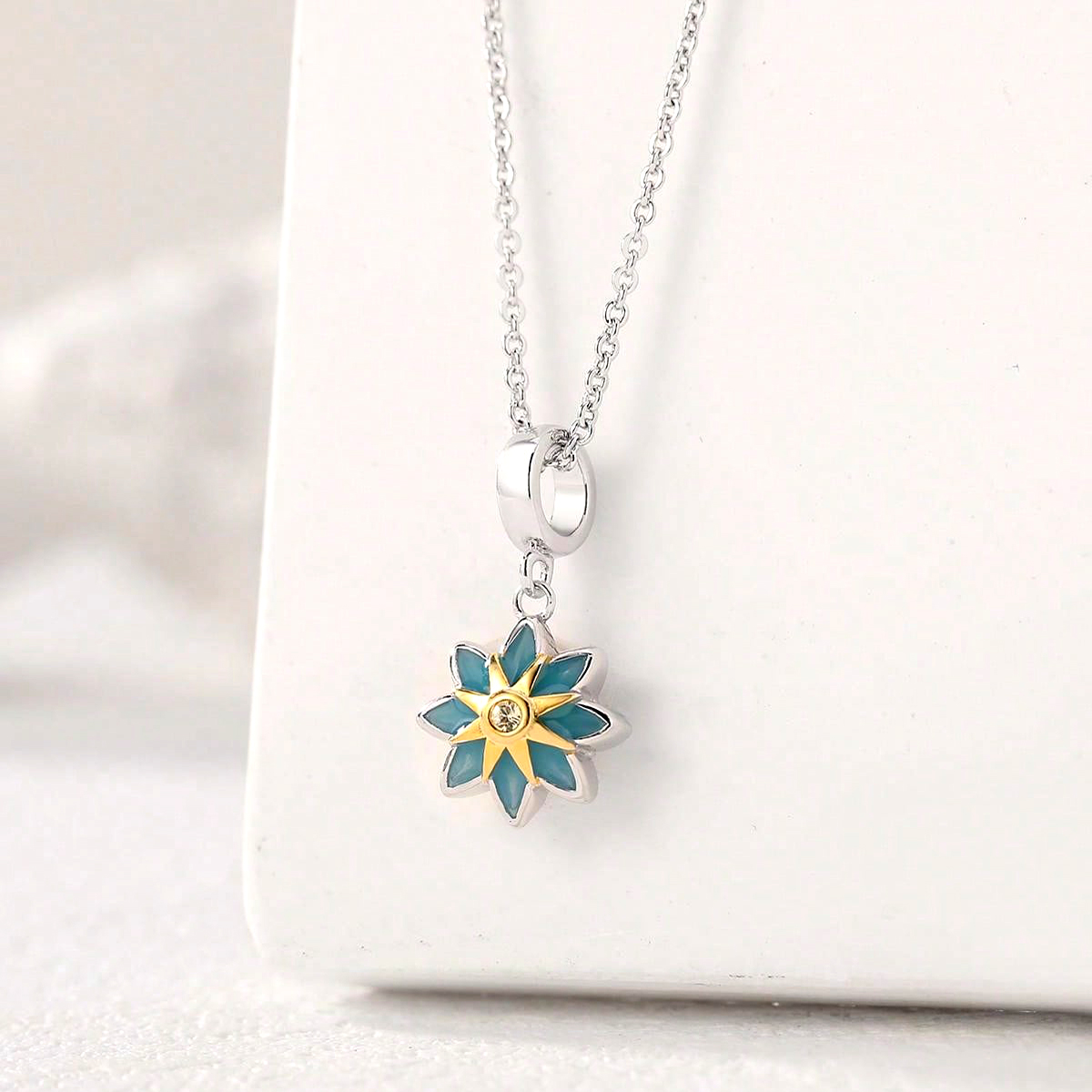 1 Piece Hole 4~4.9mm Sterling Silver Zircon Rhodium Plated Flower Polished Pendant display picture 1
