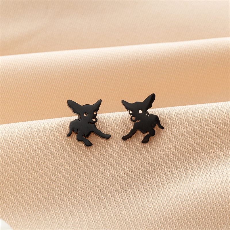 1 Pair Sweet Simple Style Artistic Dog Polishing 304 Stainless Steel 18K Gold Plated Ear Studs display picture 3