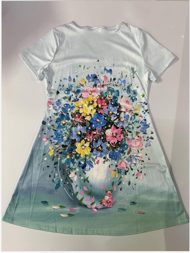 Women's Regular Dress Streetwear V Neck Printing Short Sleeve Flower Knee-Length Holiday Daily display picture 4