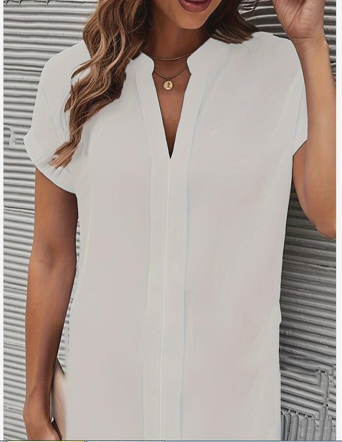 Women's Regular Dress Streetwear V Neck Short Sleeve Solid Color Knee-Length Holiday Daily display picture 14