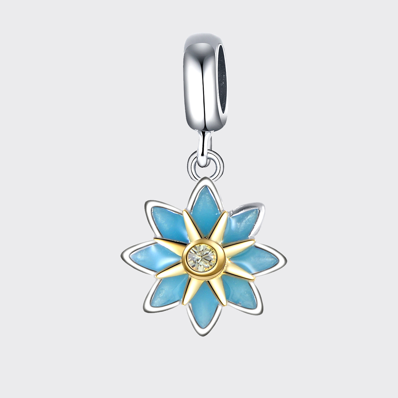 1 Piece Hole 4~4.9mm Sterling Silver Zircon Rhodium Plated Flower Polished Pendant display picture 2