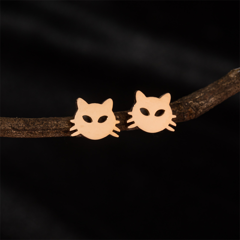1 Pair Cute Basic Classic Style Dog Lion Cat Polishing Plating 304 Stainless Steel 18K Gold Plated Ear Studs display picture 7