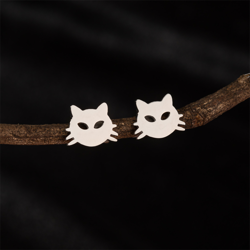 1 Pair Cute Basic Classic Style Dog Lion Cat Polishing Plating 304 Stainless Steel 18K Gold Plated Ear Studs display picture 5