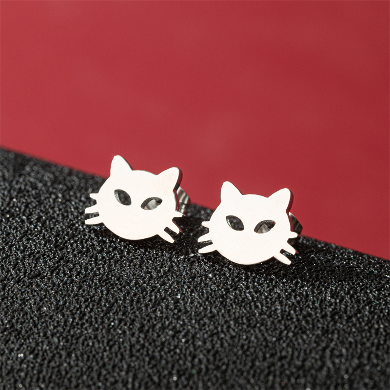 1 Pair Cute Basic Classic Style Dog Lion Cat Polishing Plating 304 Stainless Steel 18K Gold Plated Ear Studs display picture 8