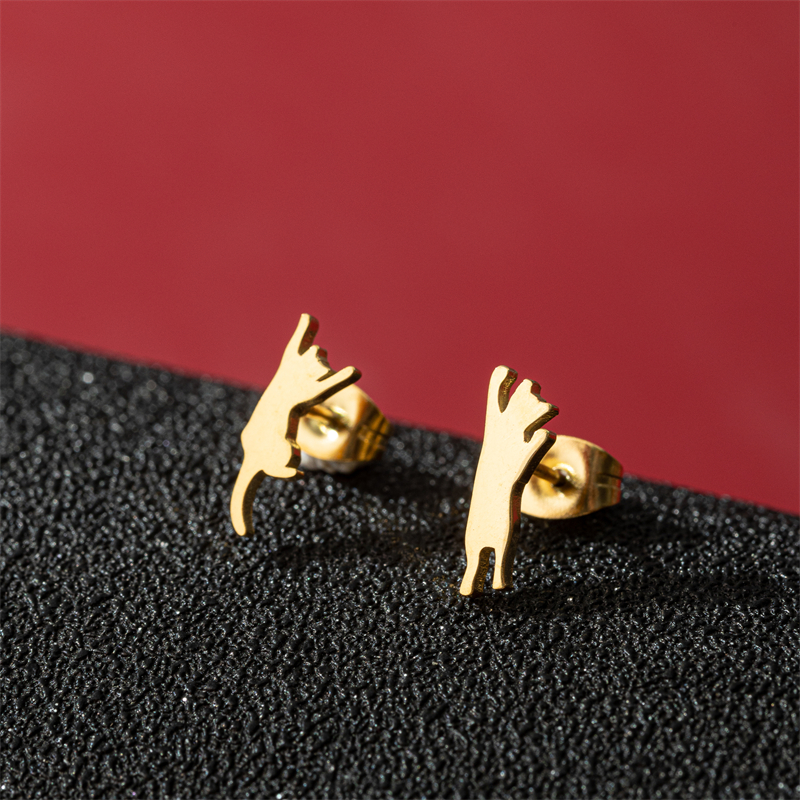 1 Pair Cute Basic Sweet Animal Cat Polishing Plating 304 Stainless Steel 18K Gold Plated Ear Studs display picture 3