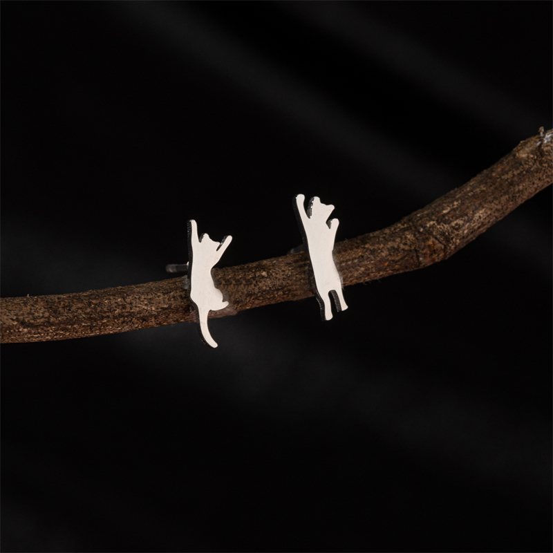 1 Pair Cute Basic Sweet Animal Cat Polishing Plating 304 Stainless Steel 18K Gold Plated Ear Studs display picture 5