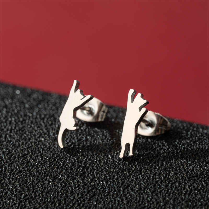 1 Pair Cute Basic Sweet Animal Cat Polishing Plating 304 Stainless Steel 18K Gold Plated Ear Studs display picture 8