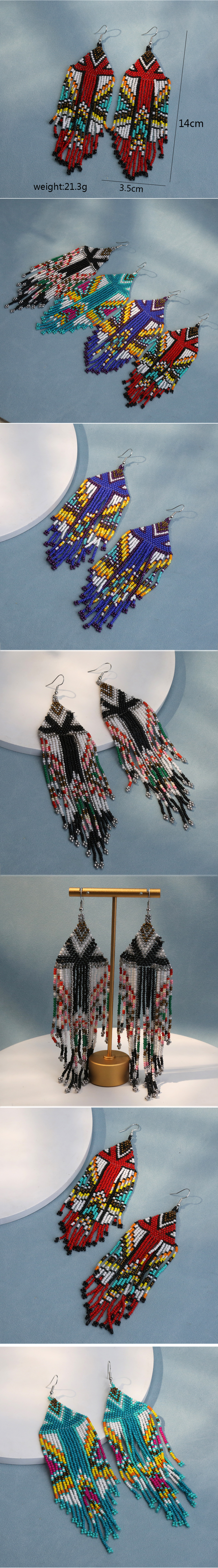 1 Pair Simple Style Classic Style Color Block Beaded Alloy Seed Bead Drop Earrings display picture 1