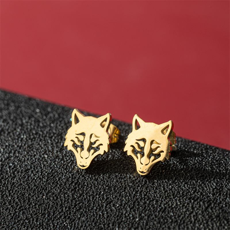 1 Pair Cute Modern Style Sweet Cat Tiger Spider Polishing Plating 304 Stainless Steel 18K Gold Plated Ear Studs display picture 2