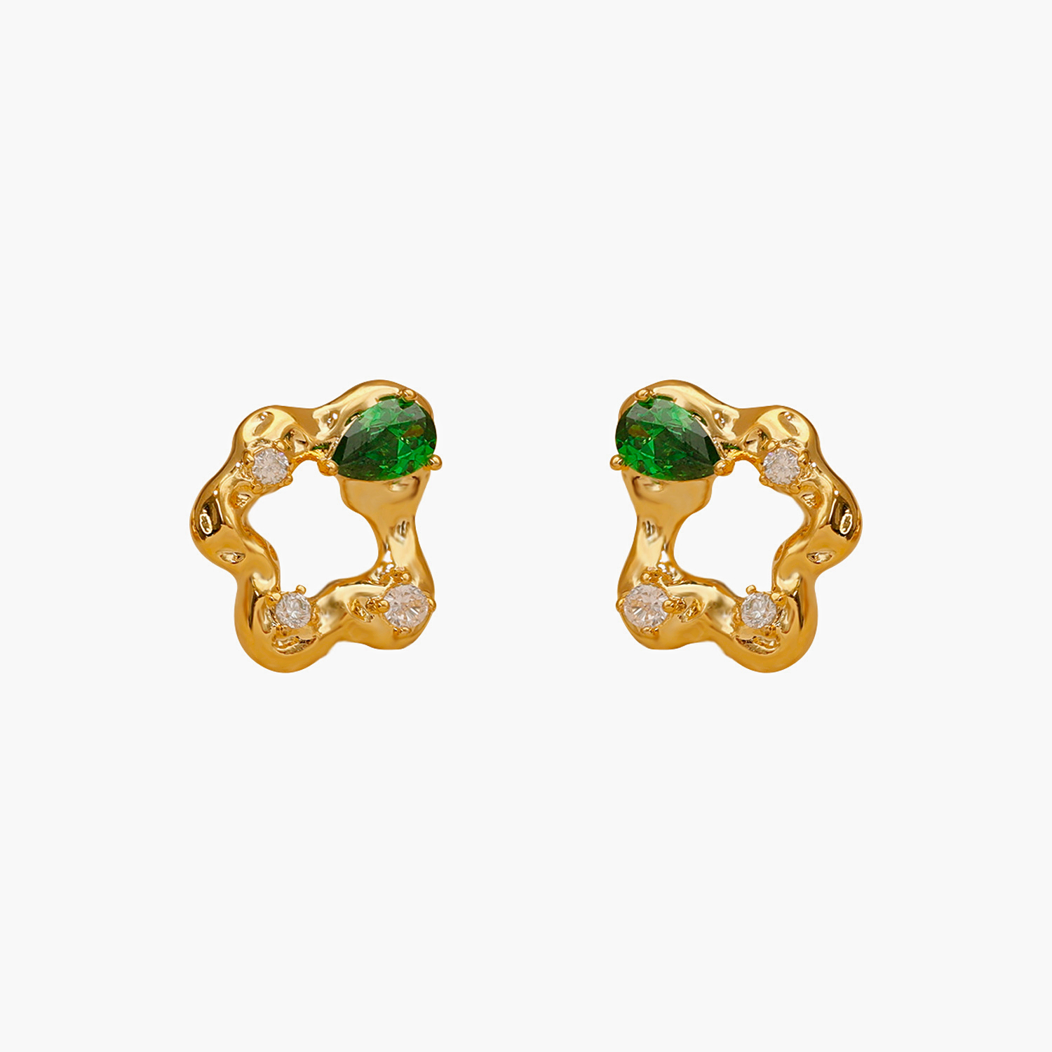 1 Pair Vacation Simple Style Flower Plating Inlay Copper Zircon 18K Gold Plated Ear Studs display picture 5