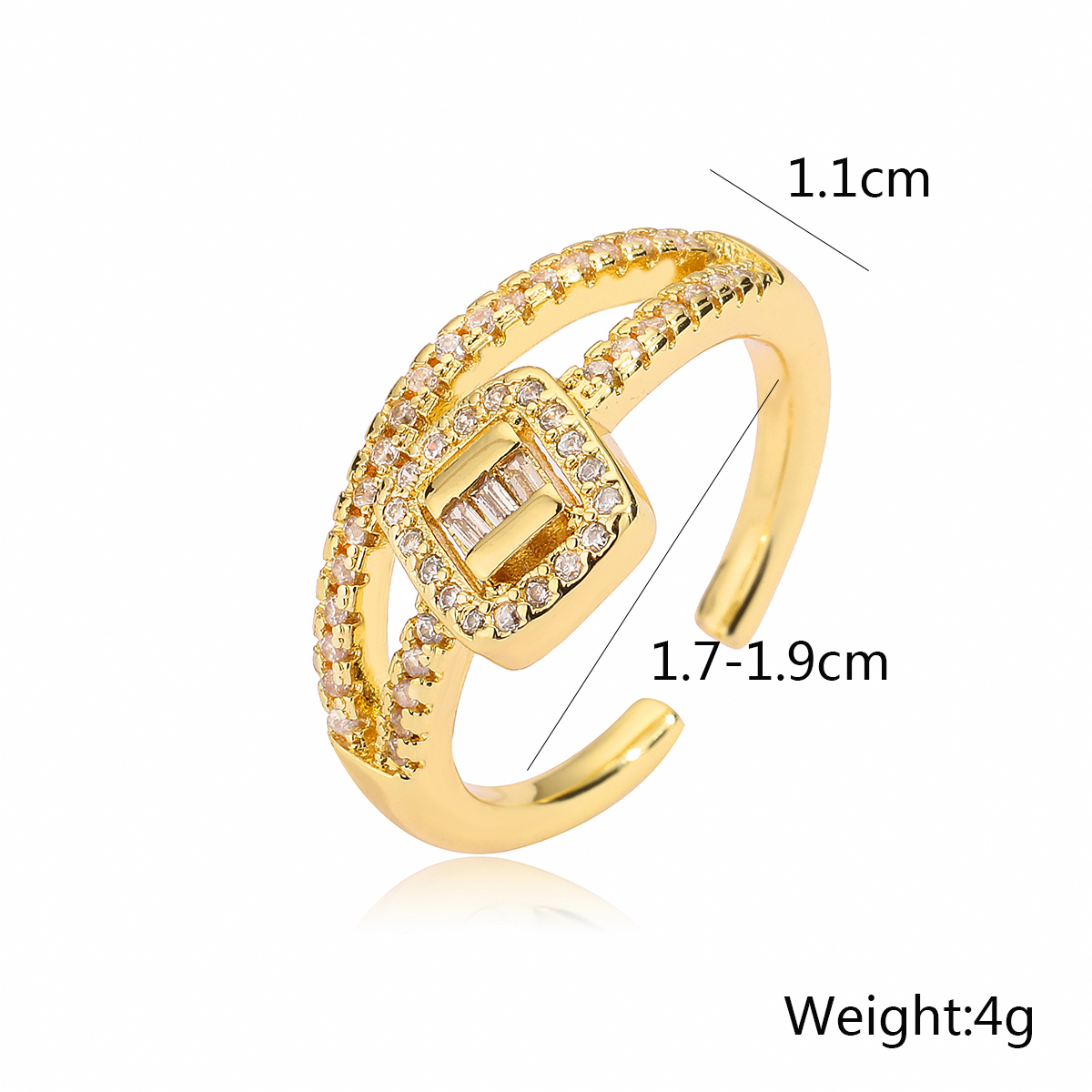 Copper 18K Gold Plated IG Style Retro Exaggerated Plating Inlay Geometric Star Zircon Open Rings display picture 2