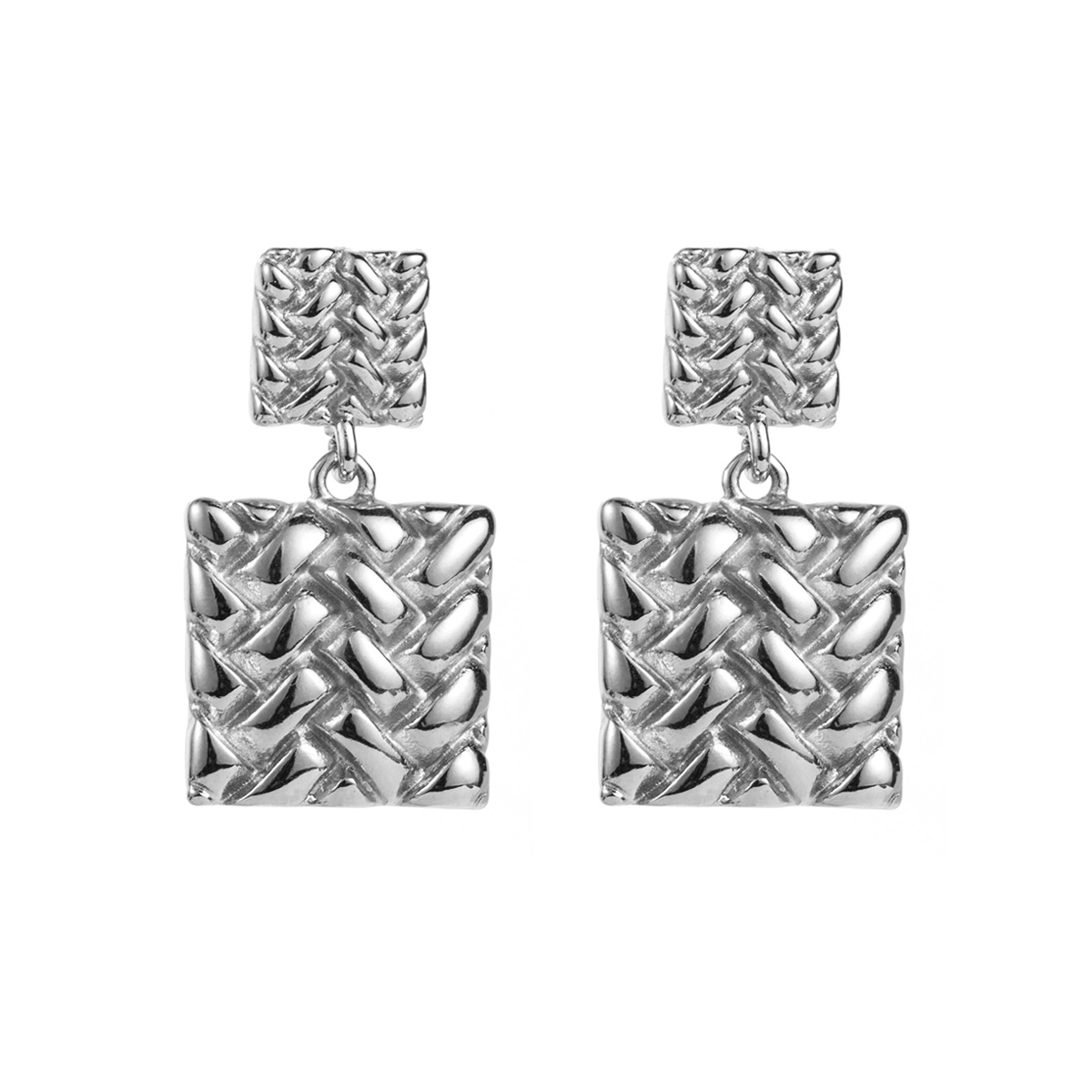 1 Pair Casual Simple Style Square Solid Color Plating 304 Stainless Steel 14K Gold Plated Drop Earrings display picture 1