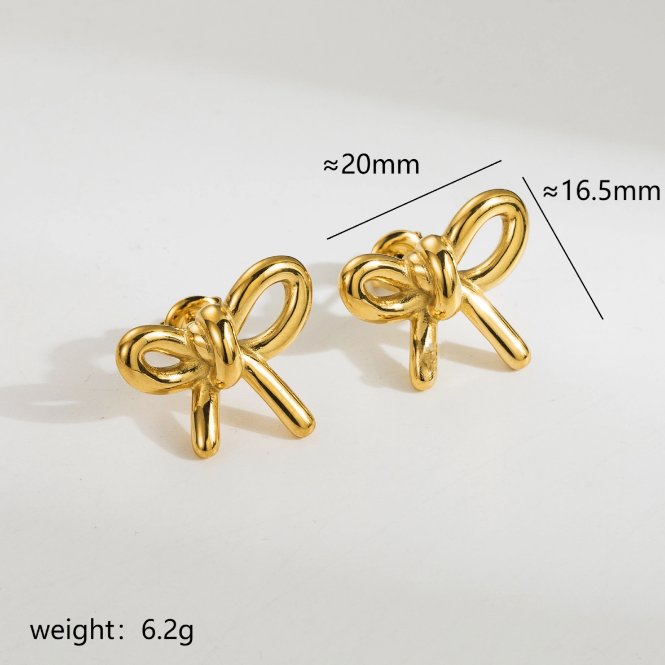 304 Stainless Steel 18K Gold Plated IG Style Sweet Artistic Polishing Butterfly Bow Knot Rings Earrings Necklace display picture 4