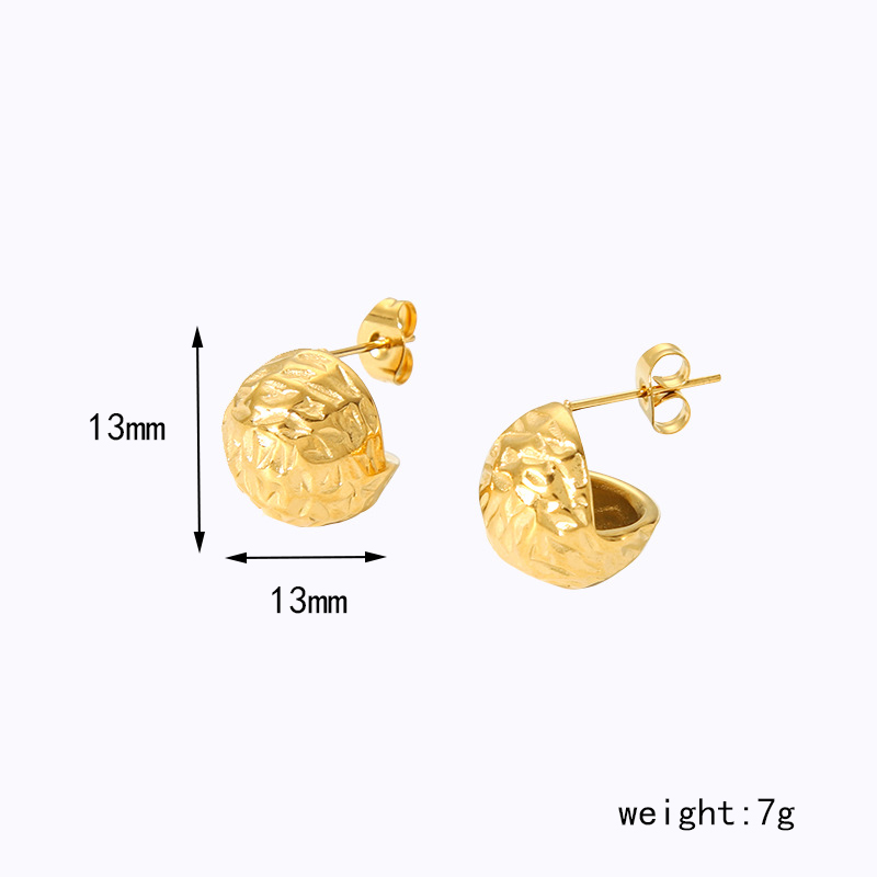 1 Pair Casual Simple Style Round Solid Color Plating 304 Stainless Steel Ear Studs display picture 2