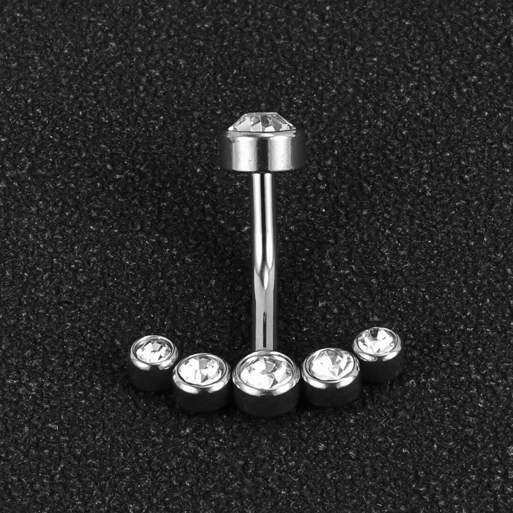 1 Piece Belly Rings Simple Style Classic Style Solid Color 302 Stainless Steel 316 Stainless Steel  Polishing Rhinestone Inlay Diamond Belly Rings display picture 5