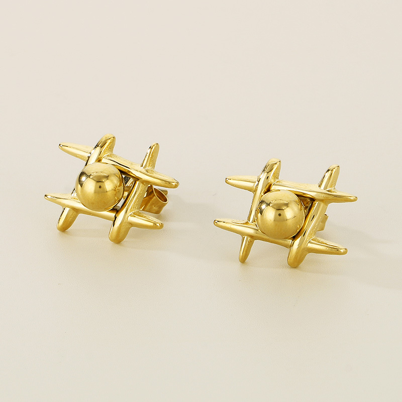 1 Pair Basic Modern Style Classic Style Round Solid Color 304 Stainless Steel 18K Gold Plated Ear Studs display picture 1