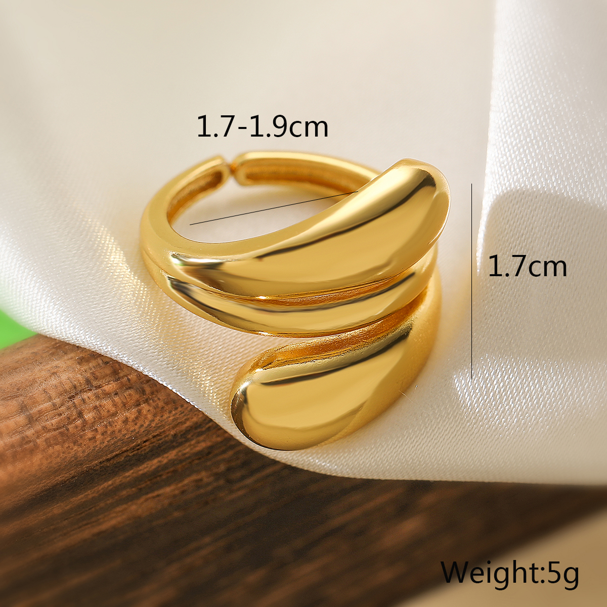 Kupfer 18 Karat Vergoldet Einfacher Stil Pendeln Überzug Geometrisch Offener Ring display picture 4