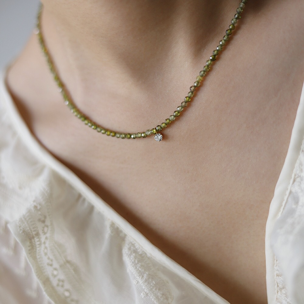 Edelstahl 304 Perlen 18 Karat Vergoldet Einfacher Stil Pendeln Inlay Runden Zirkon Halskette Mit Anhänger display picture 1