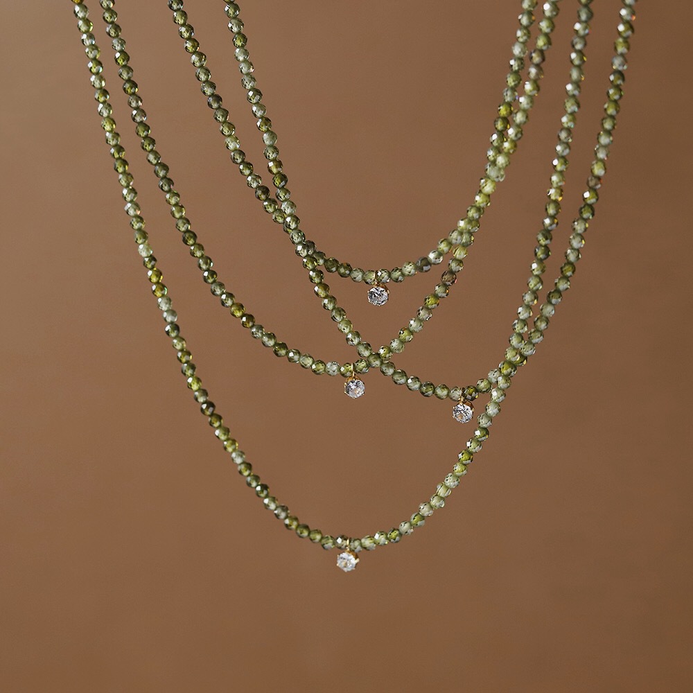Edelstahl 304 Perlen 18 Karat Vergoldet Einfacher Stil Pendeln Inlay Runden Zirkon Halskette Mit Anhänger display picture 2