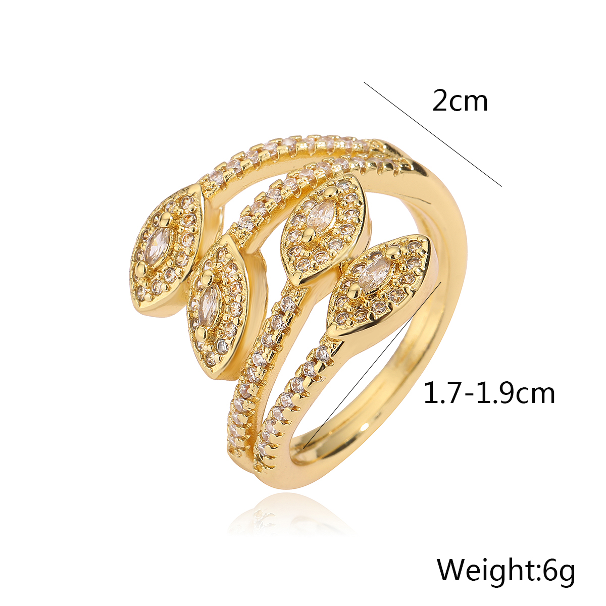 Copper 18K Gold Plated IG Style Retro Exaggerated Plating Inlay Geometric Zircon Open Rings display picture 1