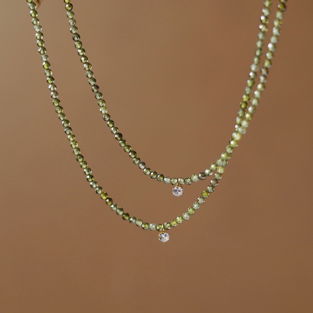 Edelstahl 304 Perlen 18 Karat Vergoldet Einfacher Stil Pendeln Inlay Runden Zirkon Halskette Mit Anhänger display picture 5