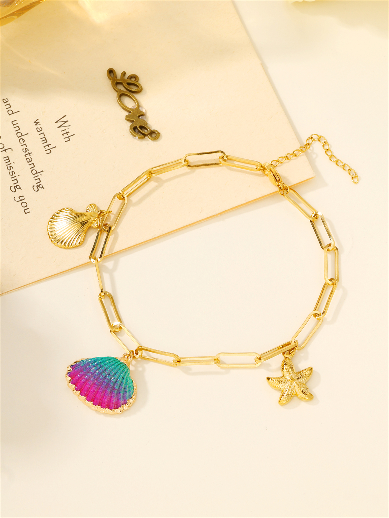 Beach Shell 304 Stainless Steel Plating Inlay Shell 18K Gold Plated Women's Anklet display picture 3