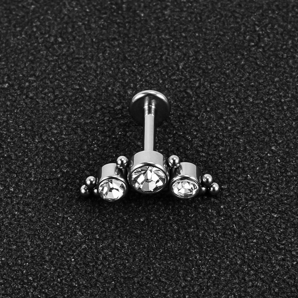 1 Piece Lip Rings Simple Style Solid Color 302 Stainless Steel 316 Stainless Steel  Inlay Diamond Lip Rings display picture 15