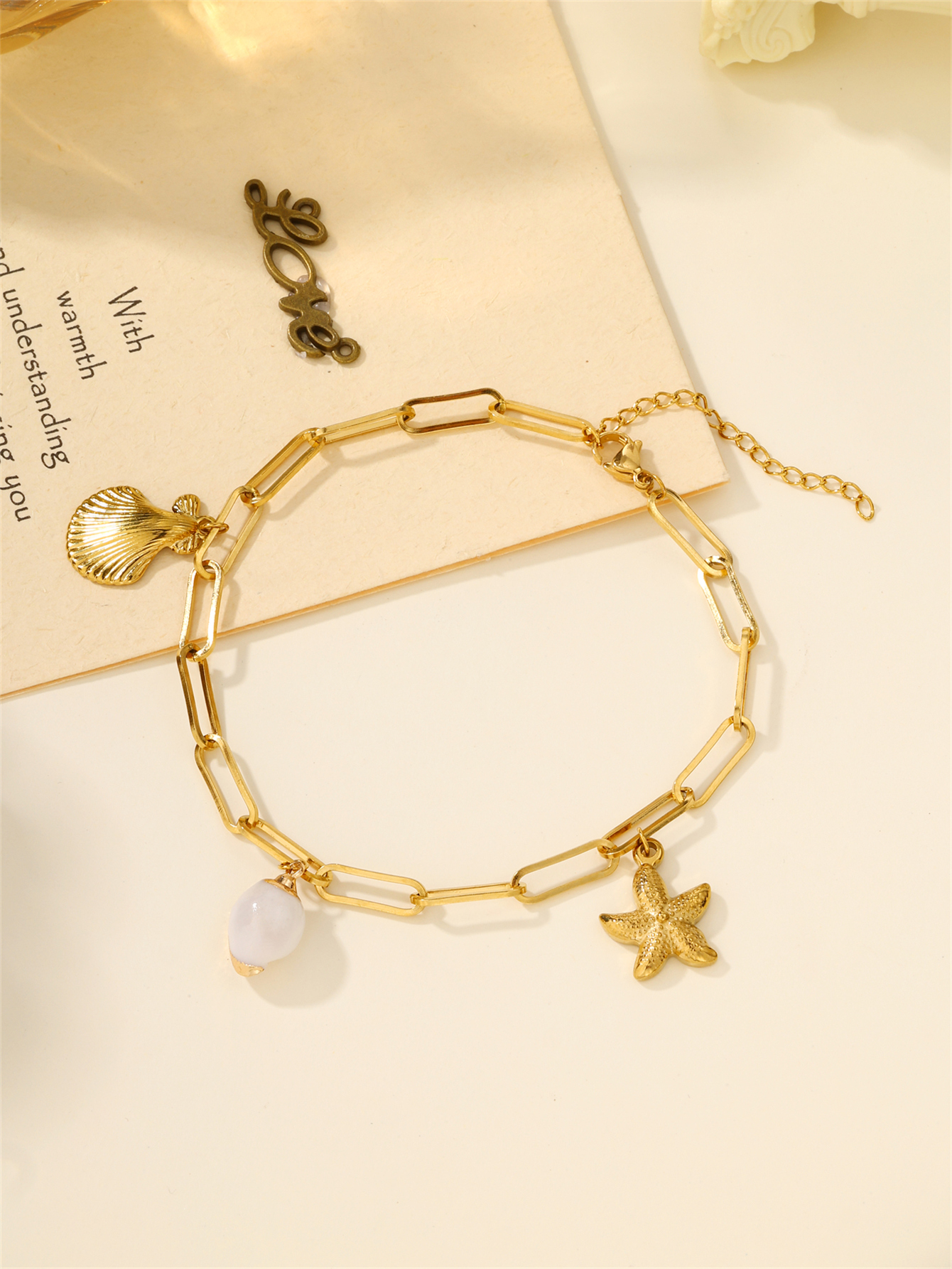 Beach Shell 304 Stainless Steel Plating Inlay Shell 18K Gold Plated Women's Anklet display picture 8